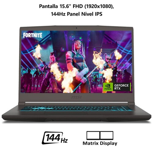 Laptop Gaming Msi Thin 15 B12Uc-1882Mx Intel Core I5 Nvidia Geforce Rtx3050 16Gb Ram 512Gb Ssd 15.6" Fhd 144Hz Gris
