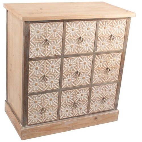 Cajonera 9 Cajones White Wash Vintage Home