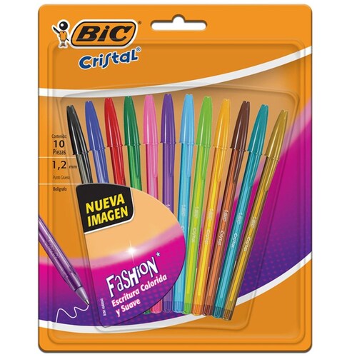 Bolígrafo Cristal Fashion 10 Piezas Bic
