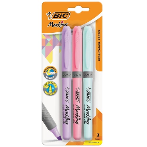 Resaltador Marking Pastel 3 Piezas Bic