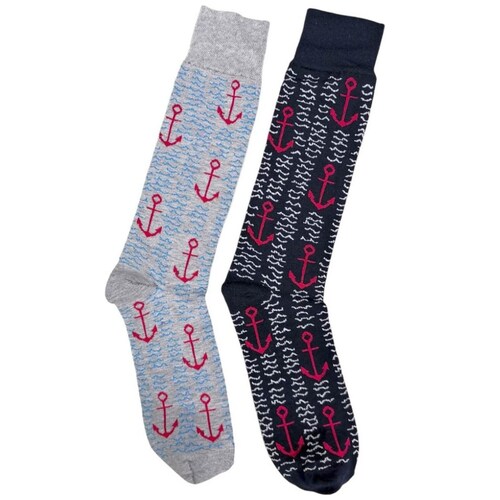 Calcetines Mario Barutti Estampado Anclas para Hombre (2 Pack)