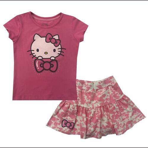 Conjunto para Bebé 2 Piezas Falda Tie Dye y Playera Hello Kitty