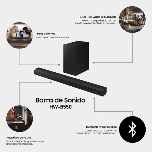 Barra de Sonido Samsung Hw-B550Zx 2.1 Canales Negra