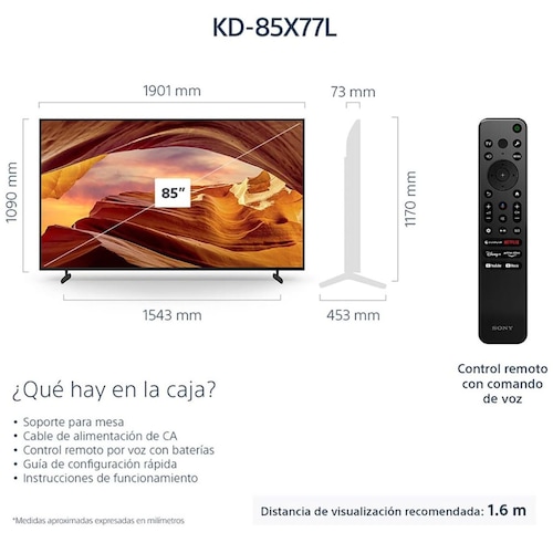 Pantalla Sony 85 Pulgadas 4K Google Tv Kd-85X77L
