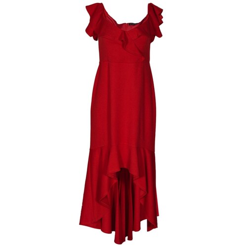 Vestido Largo de Fiesta con Olanes para Mujer