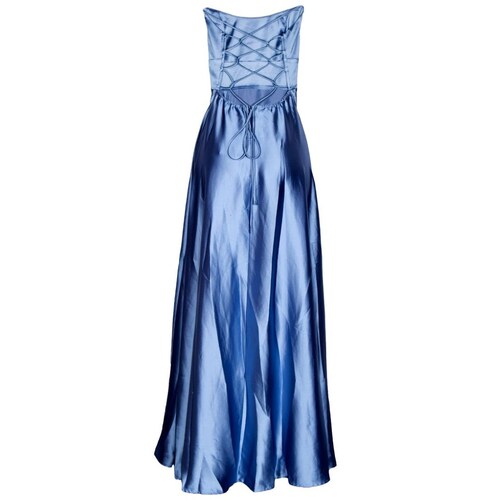 Vestido Largo de Fiesta, Liso con Escote en Espalda para Mujer