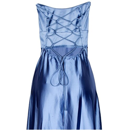 Vestido Largo de Fiesta, Liso con Escote en Espalda para Mujer