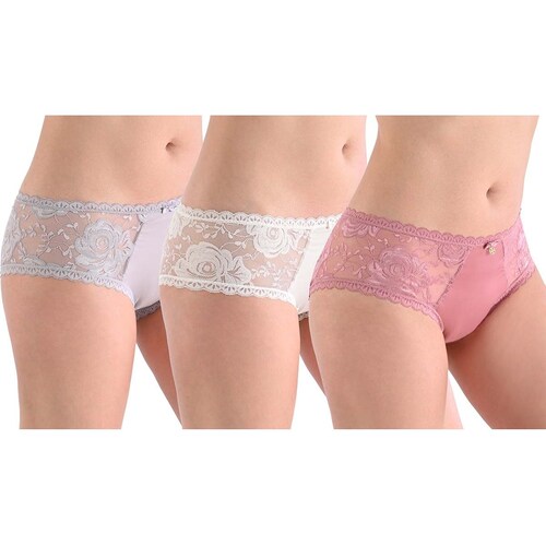 Set de 3 Panties con Encaje y Moño Daisy Fuentes