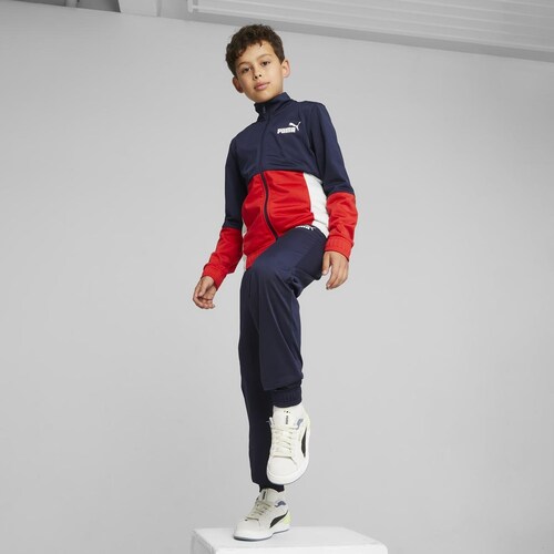 Conjunto para Niño Sudadera Cuello Alto con Cierre Y Pants Azul con Rojo Puma