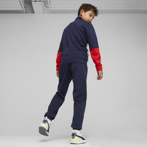 Conjunto para Niño Sudadera Cuello Alto con Cierre Y Pants Azul con Rojo Puma