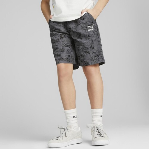 Shorts para Niño Estampado Comic Gris Puma