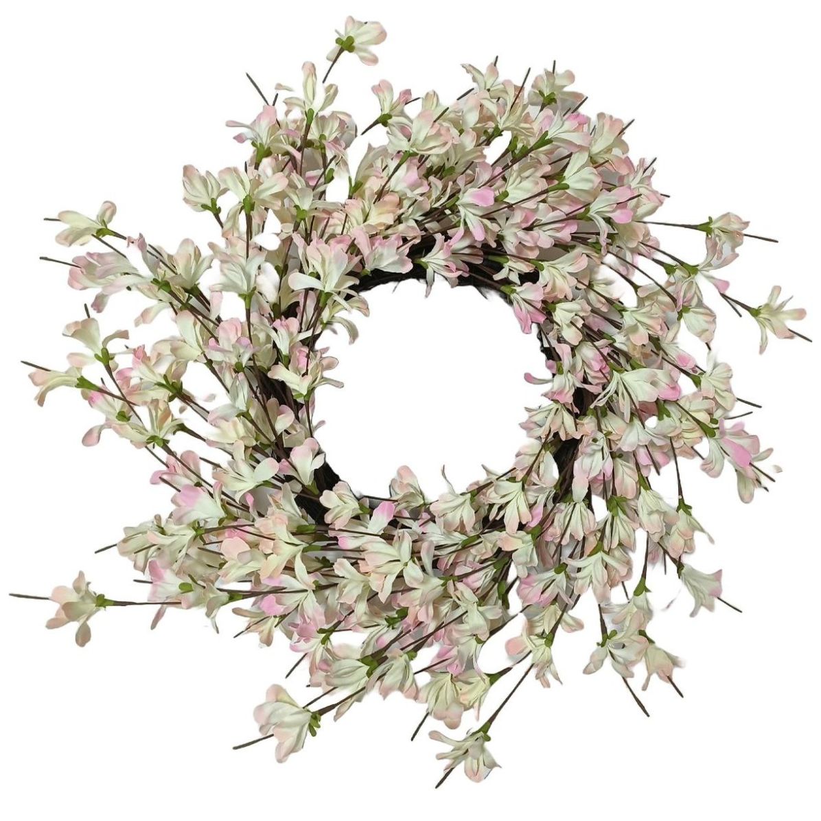 Corona Fatta A Mano Dei Fiori Porpora E Gialli Per La Vostra Decorazione Domestica Della Porta Isolata Su Un Fondo Concreto Grigio Image144466813