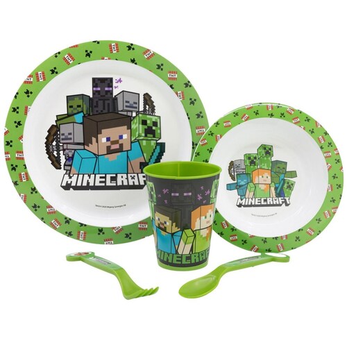 Set Vajilla Infantil 5 Piezas Minecraft
