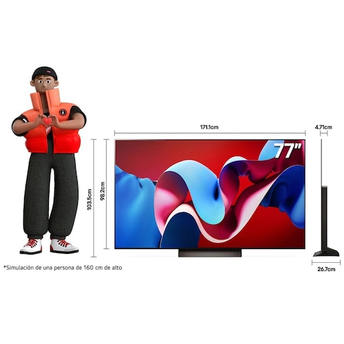 Pantalla LG Oled Evo 77 Pulgadas 4K Smart Tv con Thinq Q Ai Oled77C4Psa