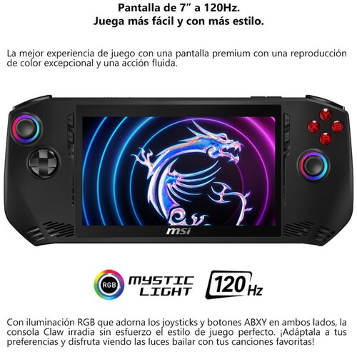 Consola Portátil Gaming Msi Claw A1M-062Mx Intel Core Ultra 5 Intel Arc 16Gb Ram 512Gb Ssd 120Hz