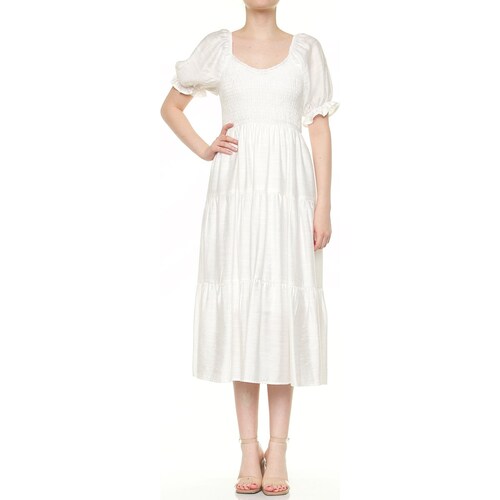 Vestido Largo con Olanes y Smock para Mujer Philosophy Jr Collec