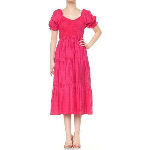 Vestido Largo con Olanes y Smock para Mujer Philosophy Jr Collec