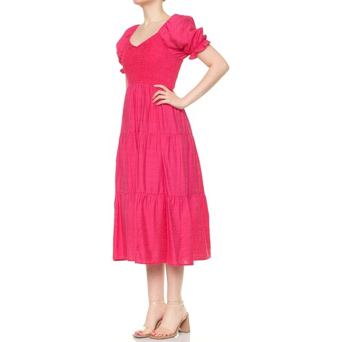Vestido Largo con Olanes y Smock para Mujer Philosophy Jr Collec