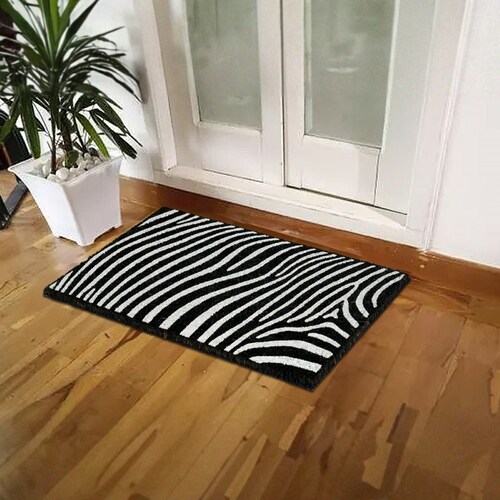 Tapete Home & Details Cebra 45X75Cm Negro/blanco