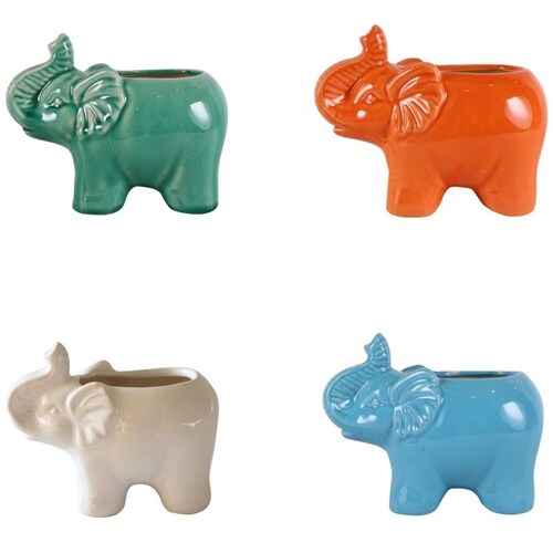 Set 4 Velas Elefante de Cerámica 14.81 Cm Multi Sagebrook