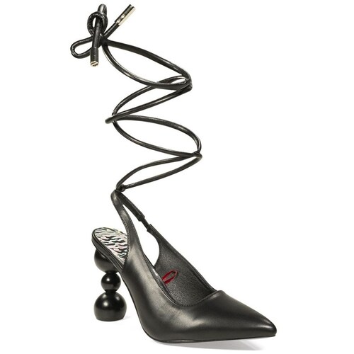 Zapatilla con Tacón Esferas y Lazo Ajustable Negra Cloe