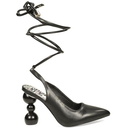 Zapatilla con Tacón Esferas y Lazo Ajustable Negra Cloe