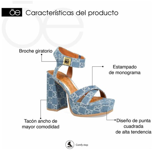 Sandalia con Plataforma Textil Azul Cloe