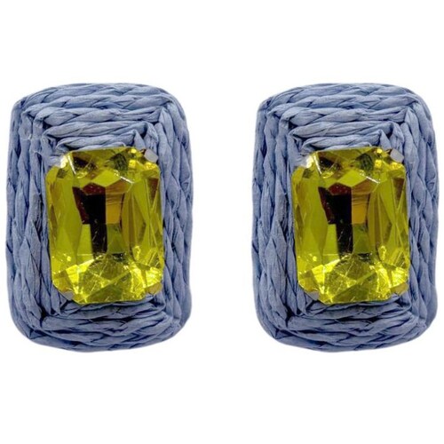 Aretes Mimbre Piedra Rectangular Aktuales