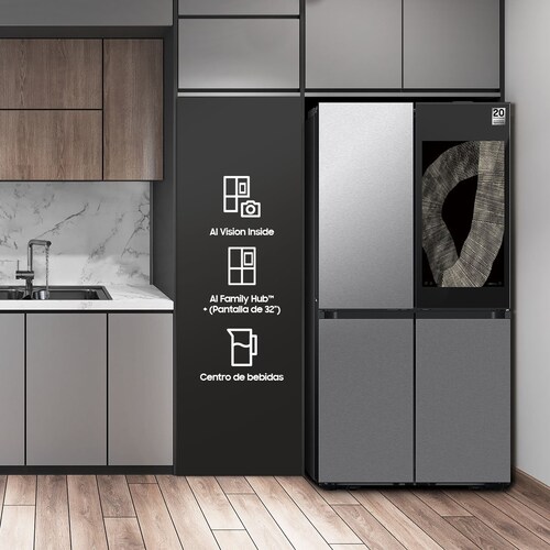 Refrigerador Bespoke Family Hub 23Ft Rf23Db9950Qdem Acero Samsung