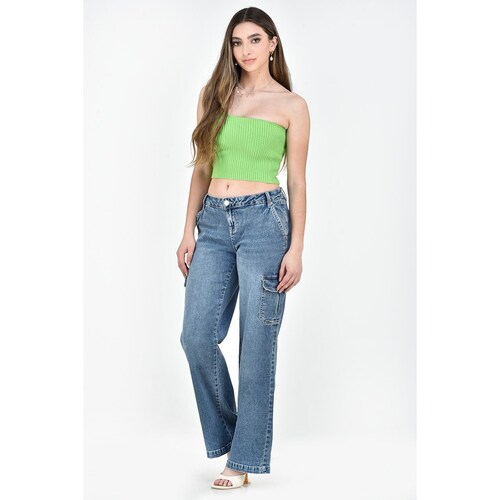 Blusa Corta de Punto de un Solo Hombro Ferriano para Mujer