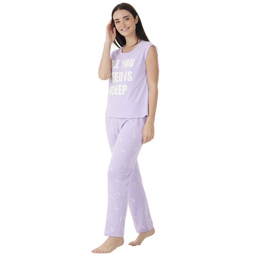 Pijama Sin Mangas Y Pantalón de Algodón Tops & Bottoms para Mujer