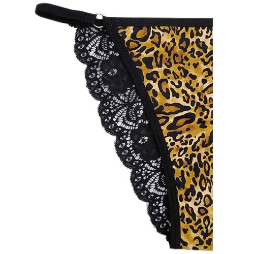 Tanga Microfibra Animal Print con Encaje Zelina