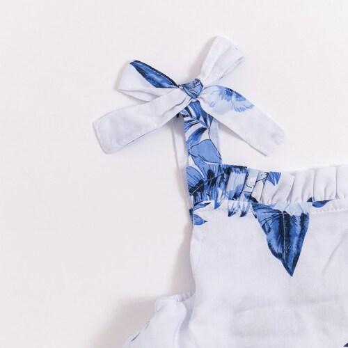 Conjunto para Bebé 2 Piezas Vestido de Tirantes Y Calzón Estampado Flor Azul Being 2 Nice