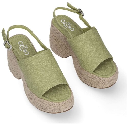 Sandalia Capa de Ozono con Plataforma y Yute Verde