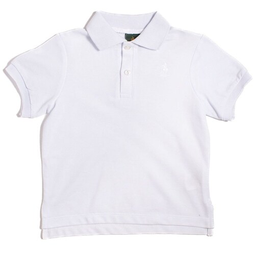 Playera para Niño Cuello Tipo Polo Manga Corta Básica Blanca Escolar Royal Polo Club