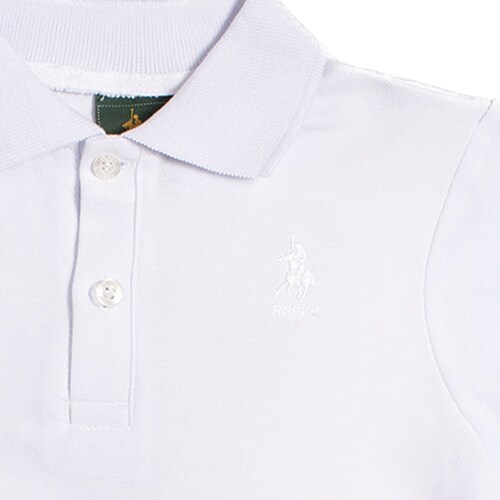 Playera para Niño Cuello Tipo Polo Manga Corta Básica Blanca Escolar Royal Polo Club