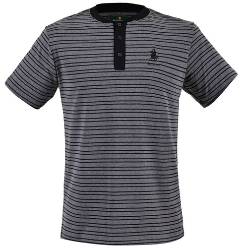 Playera Tipo Henley Polo Club Diseño a Rayas para Hombre