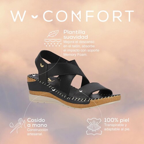 Sandalia W Confort con Fijación Elástica para Mujer