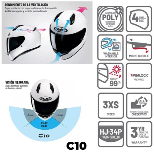 Casco Integral Hjc C10 Sólido Mate