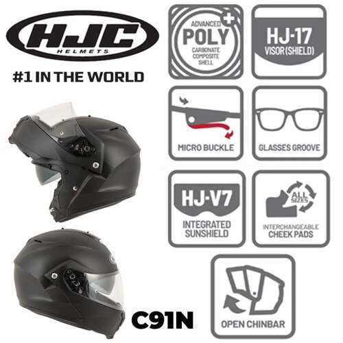 Casco Abatible para Motociclista Hjc C91N Mate Negro