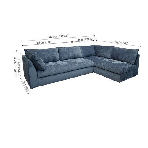 Sala Secc 2 Pzas Der Liz Dateo Tela Azul