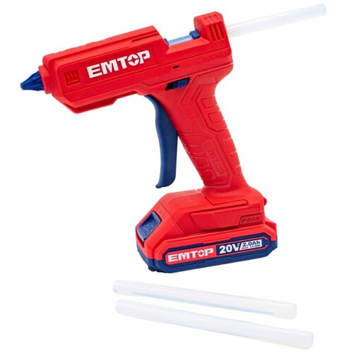 Kit Pistola de Silicón Inalámbrica Recargable 20V Emtop