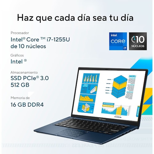 Laptop Asus Vivobook X1404Za-Nk090W Ci7 1255U 16G 512G Azul