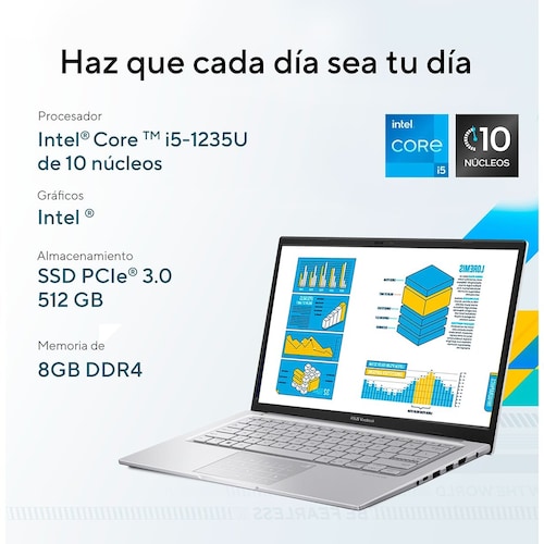 Laptop Asus Vivobook X1404Za-Nk003W Ci5 1235U 8G 512G Plata