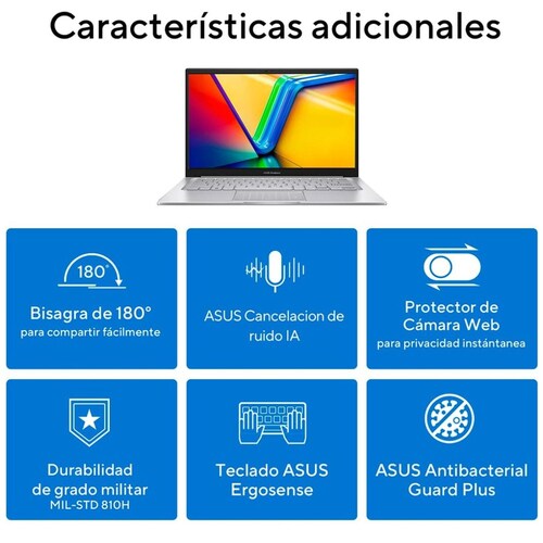 Laptop Asus Vivobook X1404Za-Nk003W Ci5 1235U 8G 512G Plata