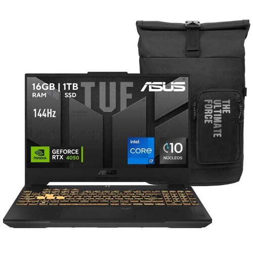 Laptop Gaming Asus Tuf Fx507Vu Nvidia Geforce Rtx 4050 Intel Core I7 13Th 16Gb 1Tb Ssd + Mochila