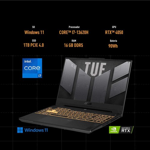 Laptop Gaming Asus Tuf Fx507Vu Nvidia Geforce Rtx 4050 Intel Core I7 13Th 16Gb 1Tb Ssd + Mochila