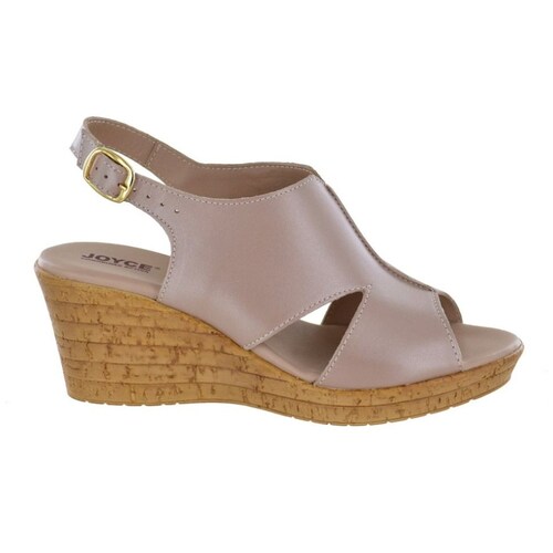 Sandalia Cuña con Ajuste Hebilla Beige Joyce.