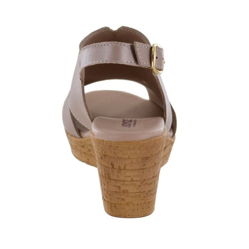 Sandalia Cuña con Ajuste Hebilla Beige Joyce.