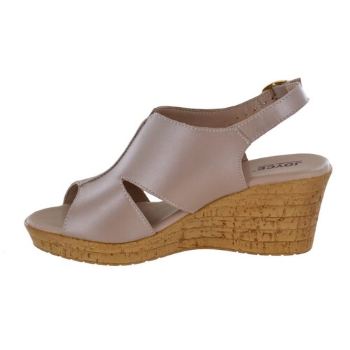 Sandalia Cuña con Ajuste Hebilla Beige Joyce.